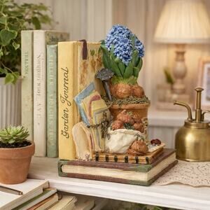 Vintage Garden Journal Bookend Gardening Theme Floral Decor